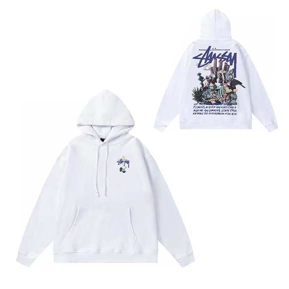 Stussy Psychedelic Hoodie In White - Picture 1 of 1